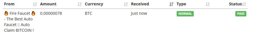 Faucethub incoming money from Firefaucet